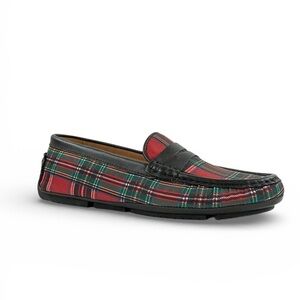 FLAG LTD. Women's Morgan Red Plaid Loafers with Black Trim Shoes